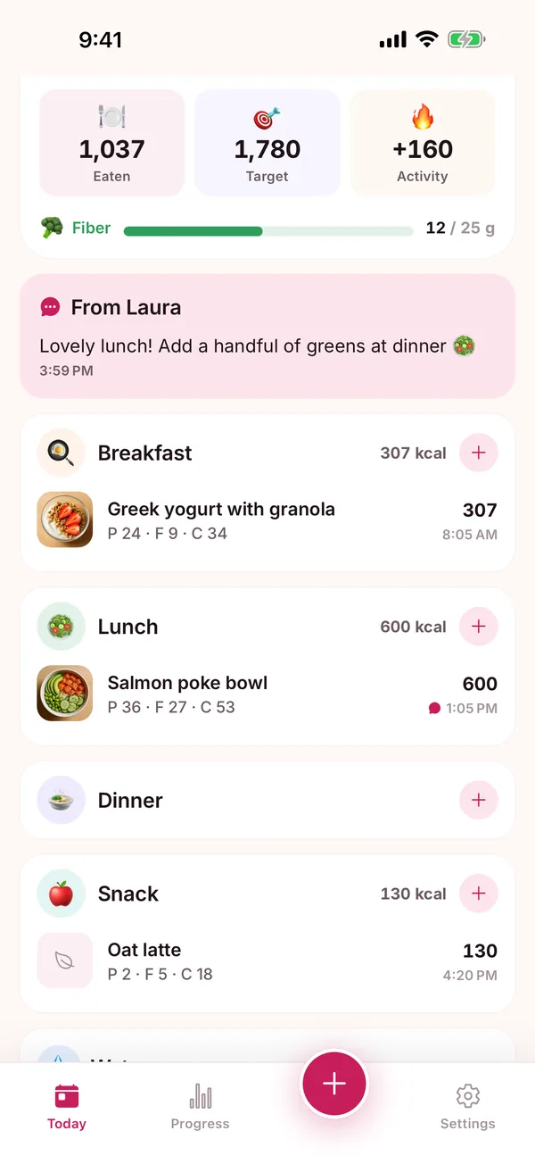 Your coach’s notes, right on the meal